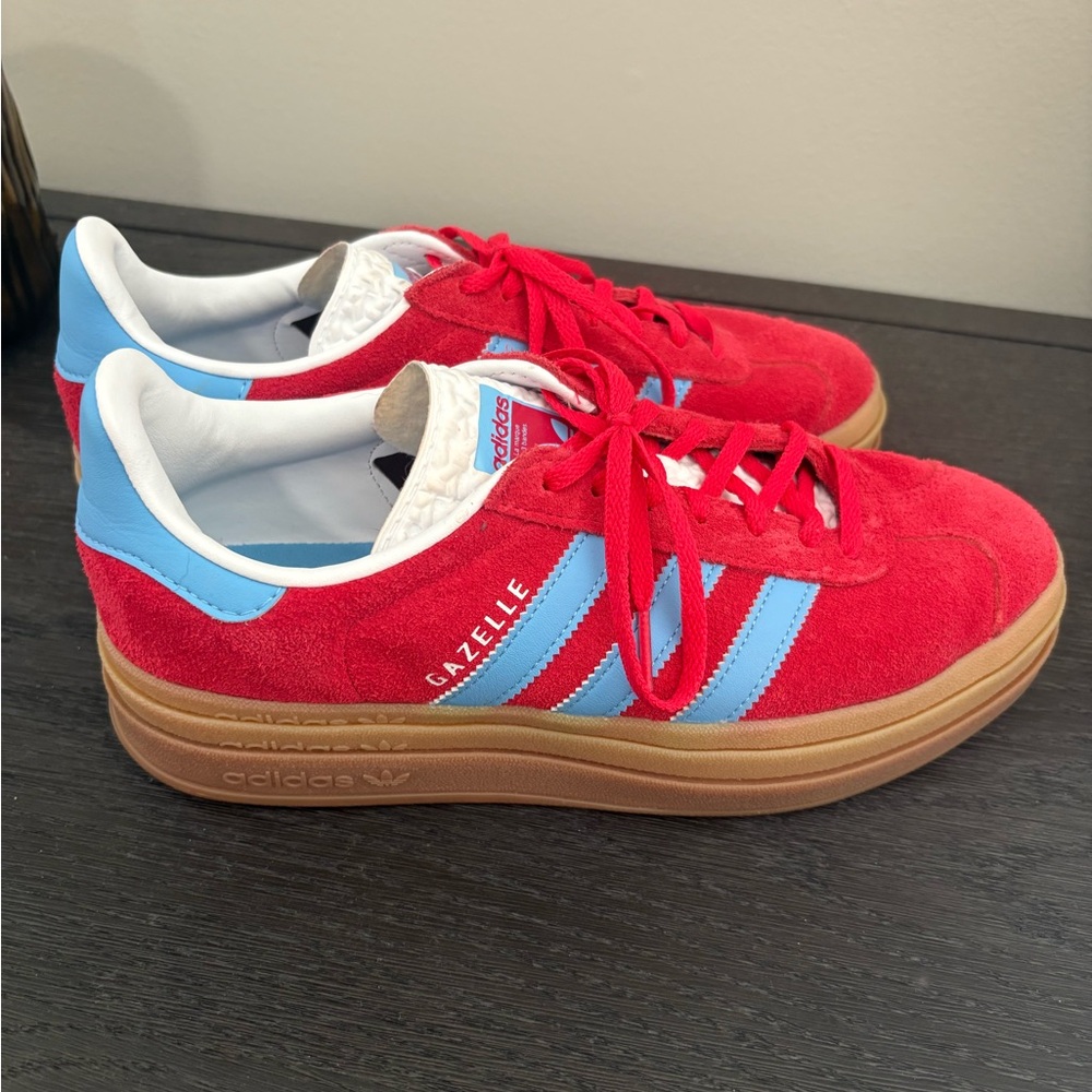 Adidas Gazelle Red with Blue Stripes